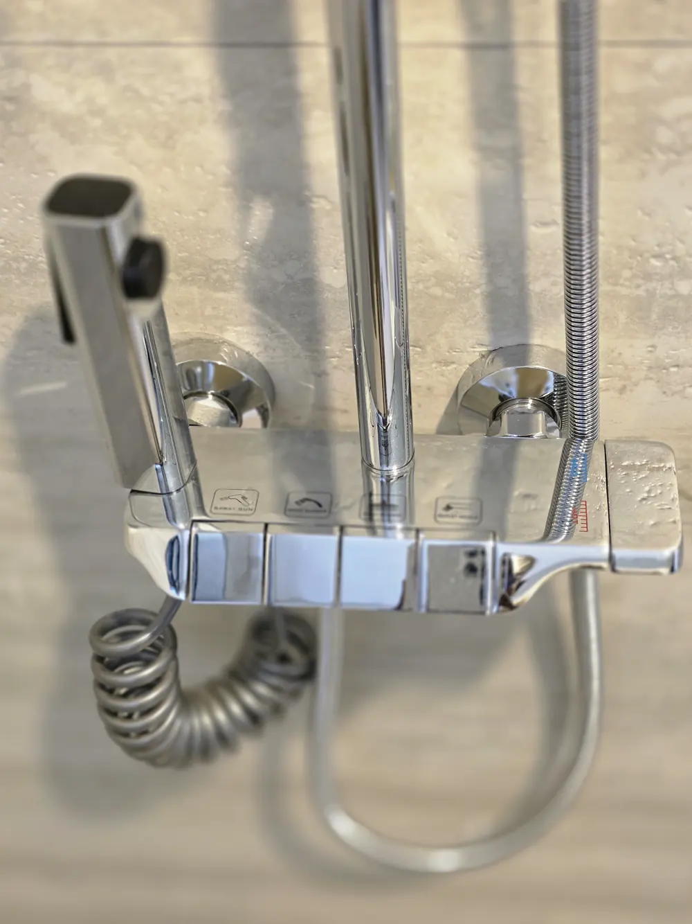 Shower mixer in a BN Courts bathroom